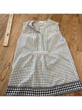 J.Crew Womens Sleeveless White Black Polka Dot Blouse Shirt Size 2